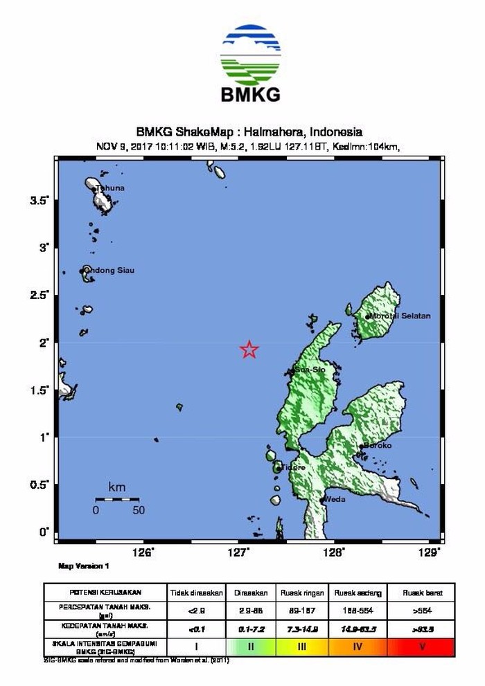 Gempa 5,3 SR Guncang Maluku Utara