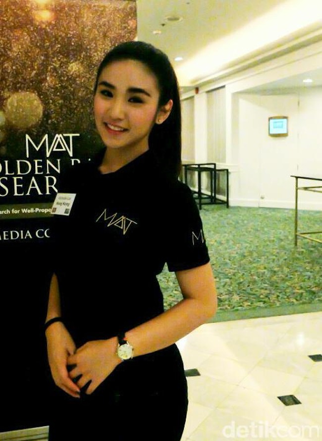 Michelle Lai dari Hong Kong mewakili negaranya sebagai wajah wanita ideal karena memenuhi Golden Ratio. Salah satunya apabila garis wajah horizontal yakni bagian trichion (atas dahi atau garis rambut) hingga ke bagian menton (bagian paling bawah dagu), serta garis wajah dari ujung pipi kiri hingga ujung pipi kanan berbanding 1,618 : 1. Foto: Anggi Mayasari / Wolipop