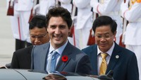 PM Kanada, Justin Trudeau saat tiba di Da Nang, Vietnam.