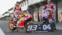 Setelah 17 balapan terlewati di musim ini, persaingan menjadi juara dunia MotoGP tinggal menyisakan dua pebalap: Marc Marquez dan Andrea Dovisiozo. (Mirco Lazzari gp/Getty Images)