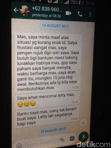 Pesan dari dr Helmi kepada Ferry (Adik dr Letty)/