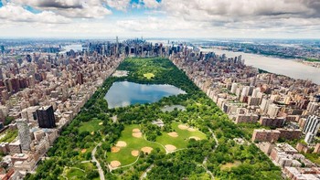 ‘Central Park – Southern View’ karya fotografer Antonio Lopez kategori Aerials. Foto ini diambil dengan helikopter di New York, Amerika Serikat. Foto: National Geographic
