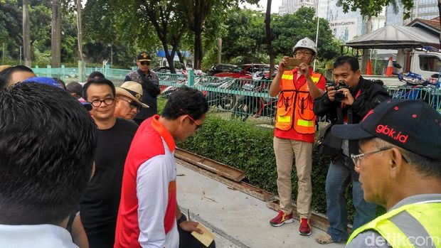 Sandiaga tinjau proyek Asian Games di GBK (Denita Matondang/detikcom)