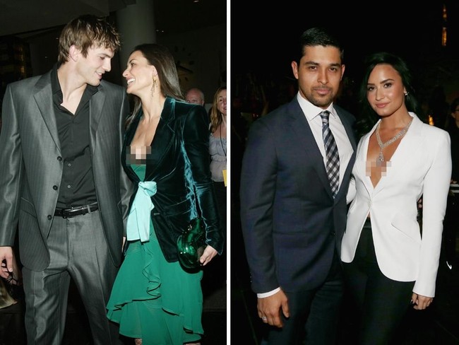 Kisah cinta mereka juga penuh drama.  Demi Lovato dengan perkara gonta-ganti pacarnya, mulai dari Joe Jonas hingga Wilmer Valderrama. Sementara Demi Moore yang sempat jadi sorotan karena kisah cintannya dengan aktor Ashton Kutcher yang usianya hampir 20 tahun lebih muda dari Demi. Pernikahan mereka berujung pada perceraian. (Foto: Getty Images)