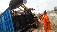 Kayu-kayu dari bangunan tersebut kemudian diangkut dengan truk.