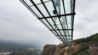 Lantai jembatan dibuat dari dua lapis kaca setebal 24 milimeter dan dilaporkan 25 kali lebih kuat dari kaca biasa. Istimewa/Boredpanda.