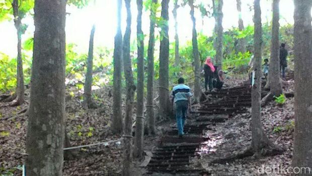 Tangga yang harus dilewati menuju bukit/