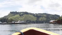 Hamparan lereng Pegunungan Cagar Alam Cyclops yang berada disekeliling danau membuat pemandangan yang sangat indah.