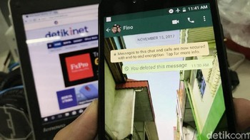 Buka kembali WhatsApp, tunggu hingga proses backup selesai. Kita akan melihat pesan terkirim telah terhapus. Foto: Adi Fida Rahman/detikINET