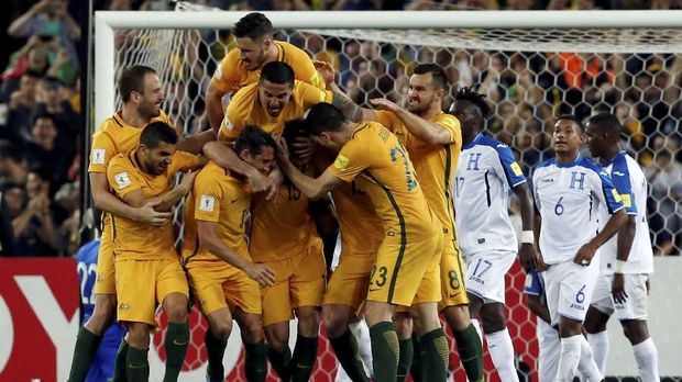 Australia lolos ke Piala Dunia 2018 setelah menang agregat 3-1 atas Honduras di babak play off.