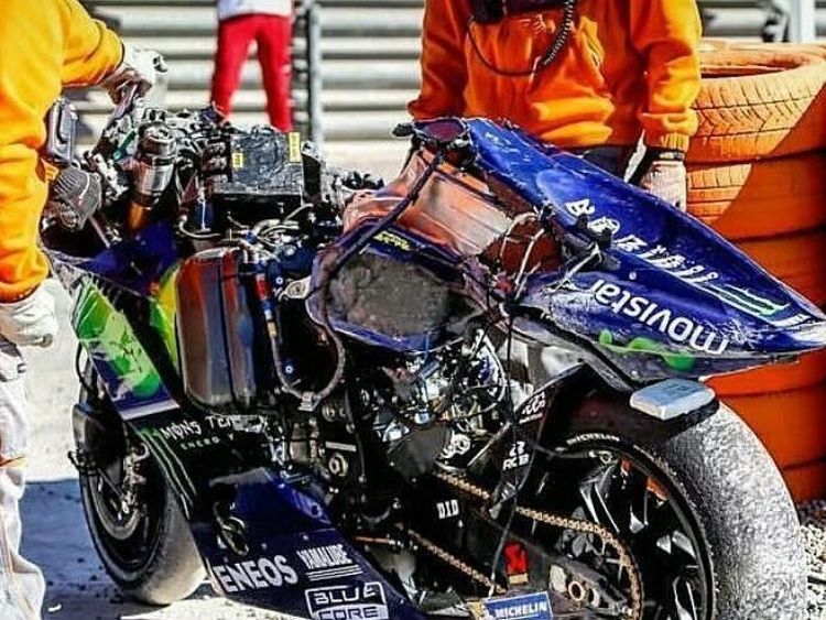 Hancur Berantakan, Begini Kondisi Motor Rossi Usai Crash di Valencia