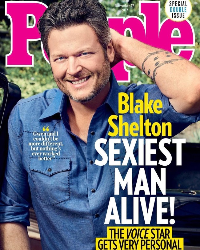 Penyanyi country Blake Shelton menyandang predikat pria terseksi versi majalah People tahun ini. Foto: Instagram