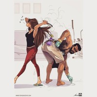 Seringkali rambut sang istri rontok dan berserakan di lantai, sehingga si suami lah yang biasanya akan membereskan helaian-helaian rambut itu. Foto: Instagram jude_devir