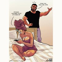 Butuh waktu lama saat mengajak istri pergi. Biasanya wanita akan sibuk dengan gadgetnya dulu dan kemudian memakai riasan atau makeup yang terlalu lama. Foto: Instagram jude_devir