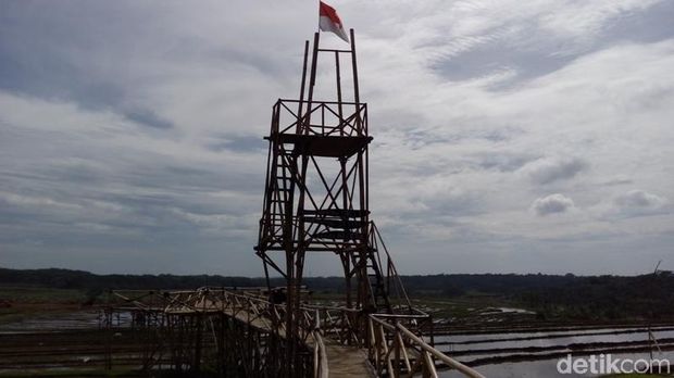 Gardu pandang dari bambu setinggi 6 meter. 