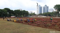 Pekerjaan itu dilakukan setelah seluruh rumput lama dibuang.