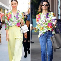 Blouse bunga dari Balenciaga seharga US$ 1.135 atau Rp 15 juta ini adalah pilihan untuk menyambut cerahnya musim semi. Tak diragukan, blouse ini sukses membuat penampilan Miranda Kerr dan Jenna Dewan Tatum terlihat segar dan jadi pusat atensi. Foto: Ist.