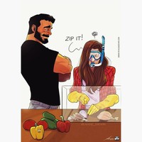 Saat istri belajar masak, akan ada peralatan-peralatan tambahan yang digunakannya untuk melindungi diri. Foto: Instagram jude_devir