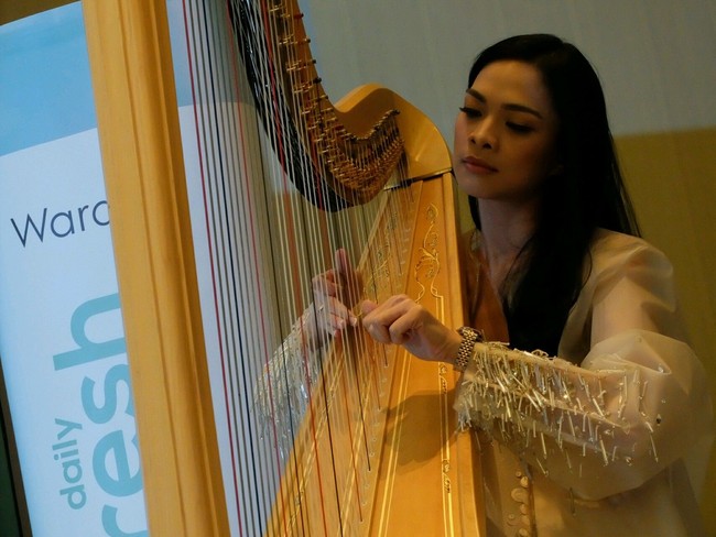 Pengantin yang baru menikah pada awal November kemarin ini juga jago bermain alat musik. Selain piano, Mesty juga pandai bermain harpa. Foto: Anggi Mayasari/Wolipop