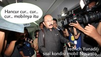 Mobil yang ditumpangi Novanto itu adalah Toyota Fortuner bernomor polisi B 1732 ZLO. Gara-gara menabrak tiang lampu penerangan jalan, mobil itu dikatakan hancur. Hancur cur... cur... mobilnya itu, kata Fredrich di Rumah Sakit Medika Permata Hijau, Jakarta Selatan, Kamis (16/11/2017) malam.