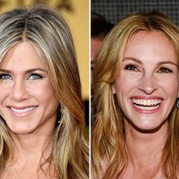 Jennifer Aniston dan Julia Roberts punya bentuk alis serupa yang membulat serta tak terlalu menukik. Bentuk seperti itu pun juga cukup banyak ditiru wanita tapi tidak terlalu populer. Foto: Getty Images
