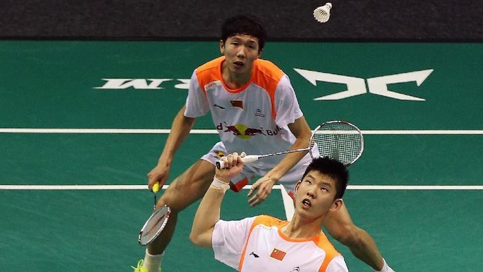 Li Junhui and Liu Yuchen dikalahkan Kevin Sanjaya Sukamuljo/Marcus Fernaldi Gideon (Hannah Peters/Getty Images) Li Junhui and Liu Yuchen dikalahkan Kevin Sanjaya Sukamuljo/Marcus Fernaldi Gideon (Hannah Peters/Getty Images)