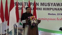 Koordinator Presidium KAHMI periode 2017-2022 terpilih Kamrussamad berpidato dalam penutupan Munas KAHMI X.