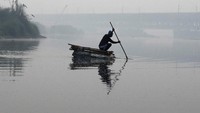 Burung-burung belum mendekat saat pria yang membawa makanan burung camar masih belum membuka barang bawaaannya. Foto: Saumya Khandelwal/Reuters