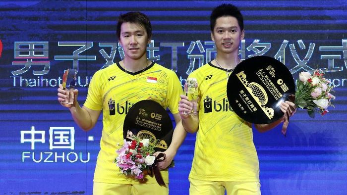 Kevin Sanjaya Sukamuljo/Marcus Fernaldi Gideon berjaya di China Terbuka (Tim Humas Dan Media PP PBSI) Kevin Sanjaya Sukamuljo/Marcus Fernaldi Gideon berjaya di China Terbuka (Tim Humas Dan Media PP PBSI)
