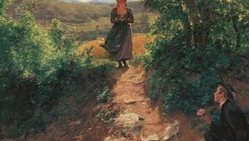 Sebuah lukisan yang berasal dari tahun 1850 menjadi viral. Pasalnya, lukisan tersebut menggambarkan seorang wanita sedang tertunduk asyik menggenggam benda mirip ponsel, sementara di sisi lain ada seorang laki-laki yang menunggunya lewat untuk memberinya bunga. Tentu jadi hal aneh, mengingat di tahun tersebut belum ada smartphone. Foto: Internet