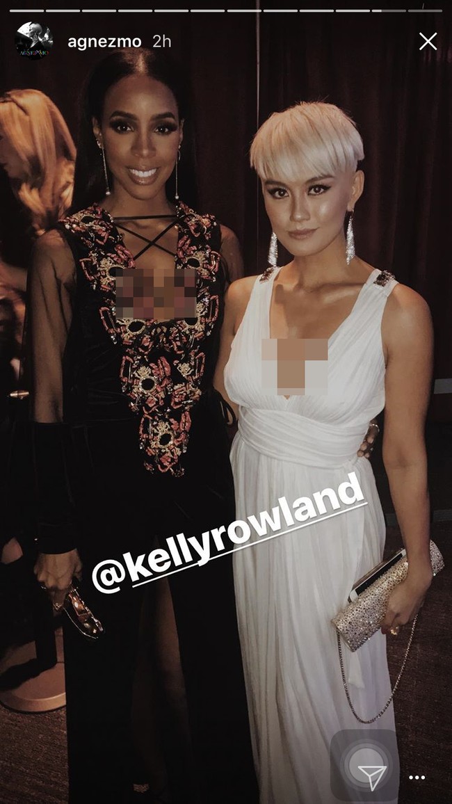 Agnez Mo berpose bersama personel Destiny’s Child, Kelly Rowland. Foto: Instagram