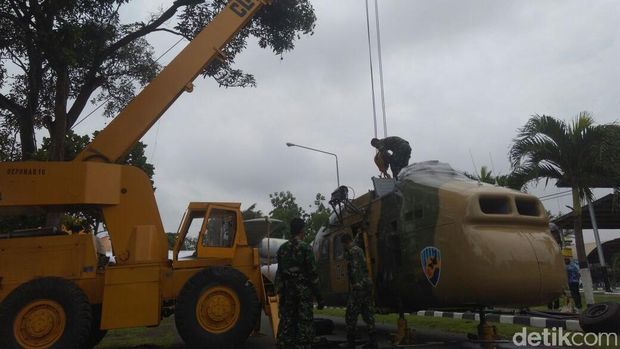 Helikopter S-58T Twin-Pac tiba di Museum Pusat TNI AU Dirgantara Mandala 