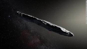 Selain itu, ada juga asteroid dari luar Tata Surya bernama Oumuamua yang bentuknya seperti pesawat alien. Foto: European Southern Observatory/ESP/M Kornmesser