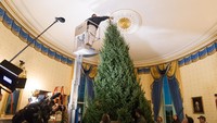 Pohon natal ini sebelumnya dibawa ke Gedung Putih menggunakan gerobak kuda. Foto: Instagram @realdonaldtrump