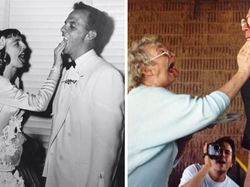 Potret Para Pasangan Setia Pose Ulang Seperti di Masa Silam