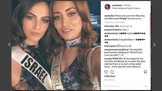 Foto Selfie Ratu Kecantikan Irak dan Israel Tuai Reaksi Keras