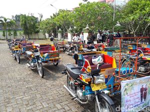 Warna-warni Becak Motor untuk Kirab Kahiyang-Bobby di Medan