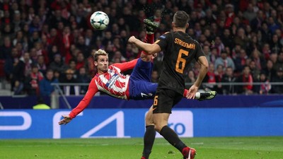 Foto: Gol Salto Griezmann Bantu Atletico Jaga Asa