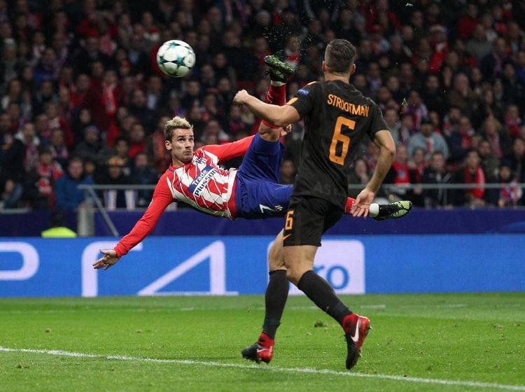 Foto: Gol Salto Griezmann Bantu Atletico Jaga Asa