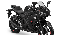 Warna Yamaha R25 Metalic Black warna hitam metallic, grafisnya garis-garis tipis merah seperti yang ada di bawah tulisan R25. Foto: Pool (Yamaha)