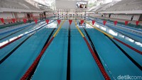 Kini tampak semakin jelas progres penyelesaian renovasi venue aquatik di kawasan Senayan.  
