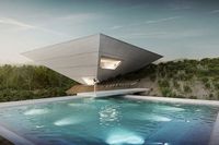 Kolam renang berada di atap bangunan. (ignant.com)