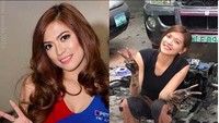 Namun jangan salah, bukan cuma bermodal paras cantik dan tubuh aduhai, Pinay juga jadi salah satu mekanik yang punya kemampuan di atas rata-rata dalam soal memperbaiki kendaraan. Instagram/tantinmeneses09.