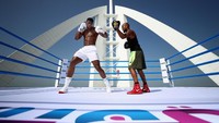 Anthony Joshua, salah satu petinju terbaik dunia pun mencoba bertinju di sana. Dia bergerak lincah melancarkan jab (Dubai Tourism)