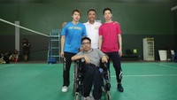 Laga ekshibisi Kevin/Marcus itu digelar usai mereka menjadi juara di Hong Kong Terbuka Super Series 2017. (dok. Kemenpora)