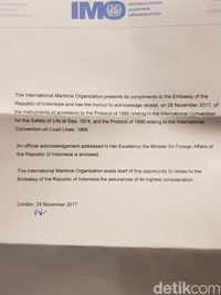 Sekjen IMO Apresiasi Piagam Ratifikasi Keselamatan Pelayaran dari RI