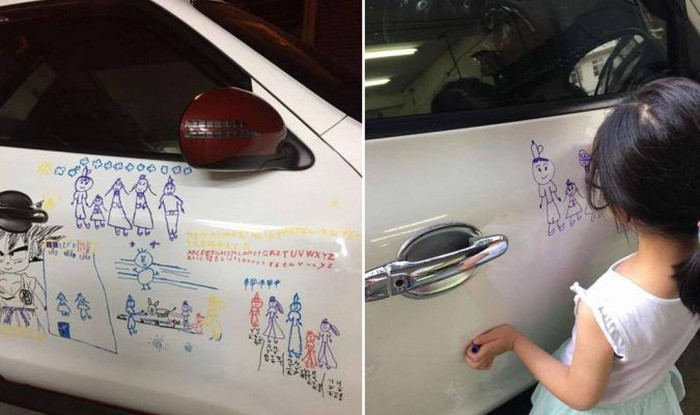 Keren! Ayah Ini Izinkan Anak Coret-coret Mobilnya, Kalau Kamu Rela?