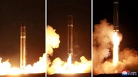 Rudal balistik antarbenua tersebut diluncurkan pada Rabu (29/11/2017) dini hari.  (Foto: Dok. REUTERS/KCNA)