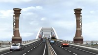 Dari desain 3D yang telah dirancang oleh Kementerian PUPR, Jembatan Holtekamp tampak membentang indah dengan 2 lajur yang memiliki median atau pembatas di tengah jalannya. Dok. Ditjen Bina Marga.