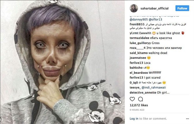 Sahar Tabar kini populer di Instagram. Followers Sahar mencapai lebih dari 475 ribu. Dia pun rajin mengunggah penampilannya ke media sosial meskipun dibanjiri oleh bullying. Foto: Dok. Instagram